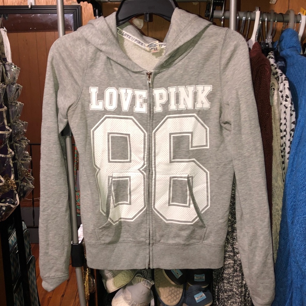 PINK grey hooded jacket